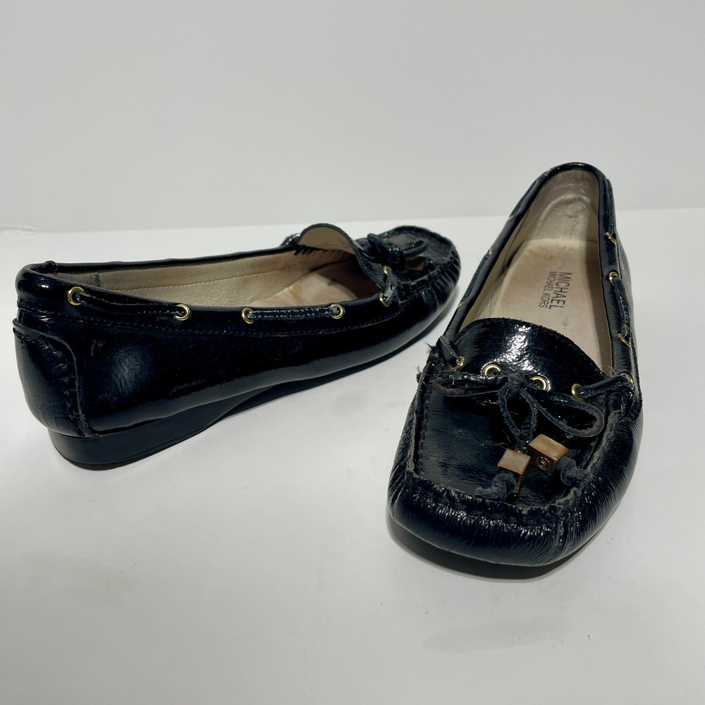 Michael‎ Kors Fulton Black Patent Leather Moccasin Loafers ME14F Womens 6M